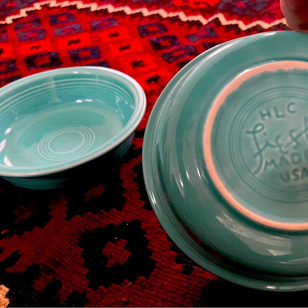 Fiesta ware 2 bowls medium 19oz turquoise